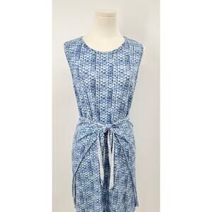 Rebecca Taylor Blue Shibori Linen Dress Sleeveless Wrap Mini Short Tank M